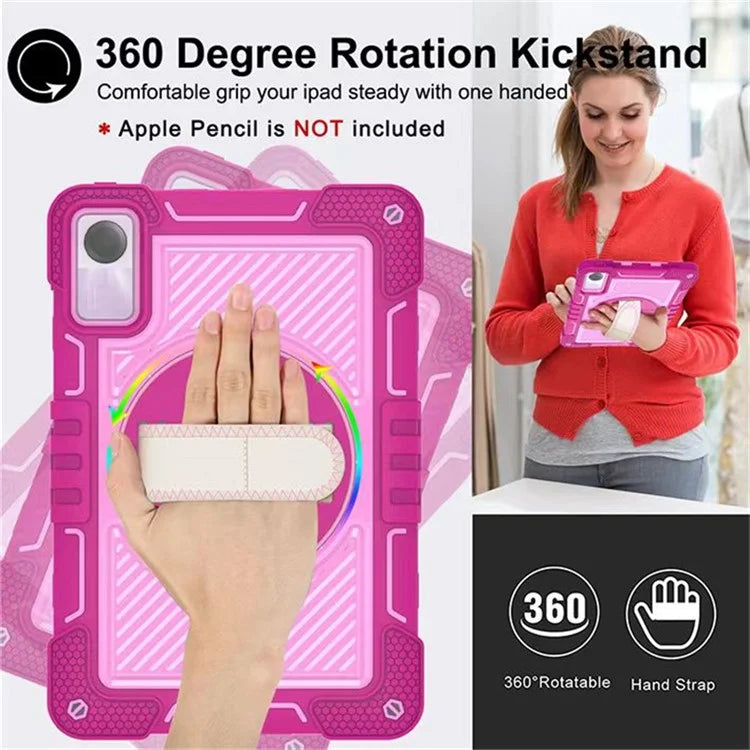 For Xiaomi Redmi Pad SE Kickstand Cover Wrist Strap Protective Silicone+PC Tablet Case with Shoulder Strap