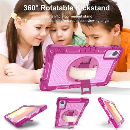 For Xiaomi Redmi Pad SE Kickstand Cover Wrist Strap Protective Silicone+PC Tablet Case with Shoulder Strap