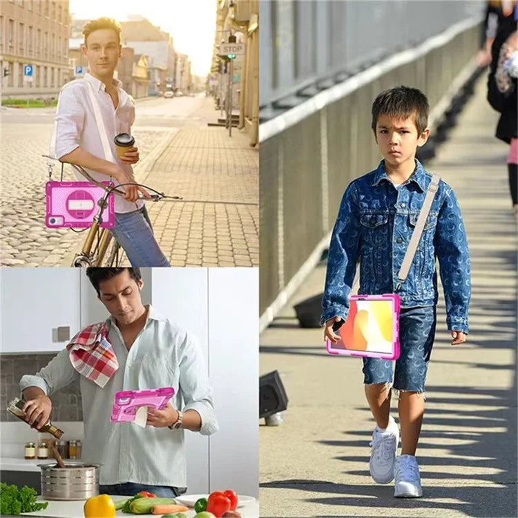 For Xiaomi Redmi Pad SE Kickstand Cover Wrist Strap Protective Silicone+PC Tablet Case with Shoulder Strap