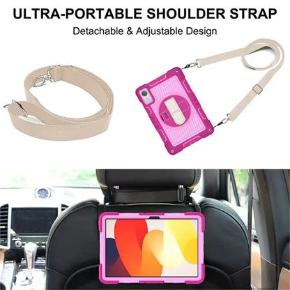 For Xiaomi Redmi Pad SE Kickstand Cover Wrist Strap Protective Silicone+PC Tablet Case with Shoulder Strap