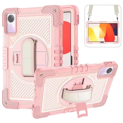 For Xiaomi Redmi Pad SE Kickstand Cover Wrist Strap Protective Silicone+PC Tablet Case with Shoulder Strap