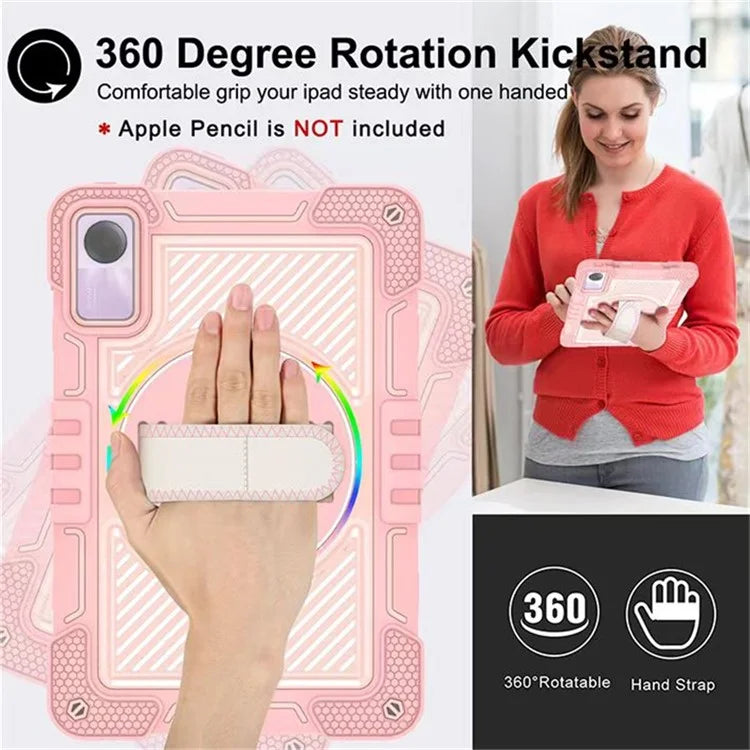 For Xiaomi Redmi Pad SE Kickstand Cover Wrist Strap Protective Silicone+PC Tablet Case with Shoulder Strap