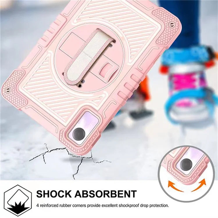 For Xiaomi Redmi Pad SE Kickstand Cover Wrist Strap Protective Silicone+PC Tablet Case with Shoulder Strap