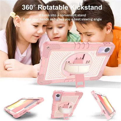 For Xiaomi Redmi Pad SE Kickstand Cover Wrist Strap Protective Silicone+PC Tablet Case with Shoulder Strap