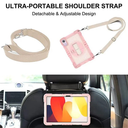For Xiaomi Redmi Pad SE Kickstand Cover Wrist Strap Protective Silicone+PC Tablet Case with Shoulder Strap
