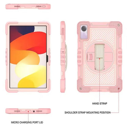 For Xiaomi Redmi Pad SE Kickstand Cover Wrist Strap Protective Silicone+PC Tablet Case with Shoulder Strap