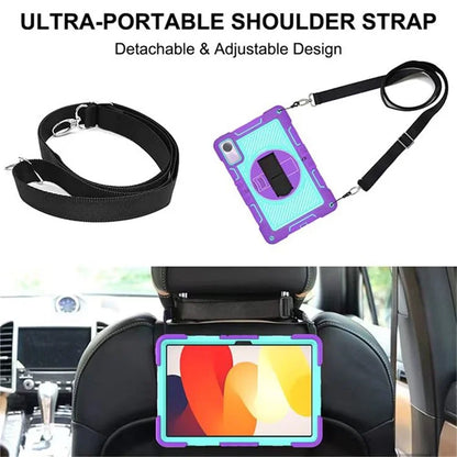 For Xiaomi Redmi Pad SE Kickstand Cover Wrist Strap Protective Silicone+PC Tablet Case with Shoulder Strap
