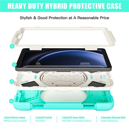 For Samsung Galaxy Tab A9 Case Rotary Kickstand PC+Silicone Hand Strap Tablet Cover