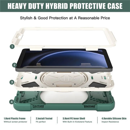 For Samsung Galaxy Tab A9 Case Rotary Kickstand PC+Silicone Hand Strap Tablet Cover