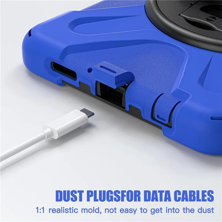 For Samsung Galaxy Tab A9 Case Rotary Kickstand PC+Silicone Hand Strap Tablet Cover