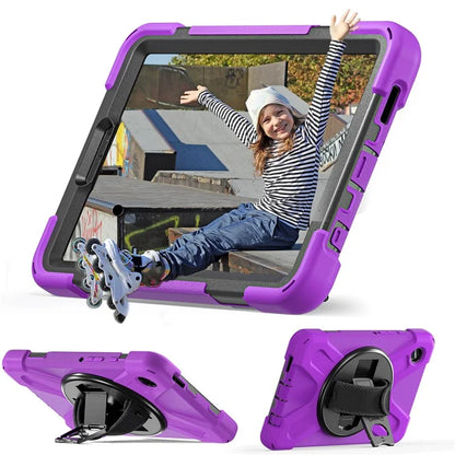 For Samsung Galaxy Tab A9 Case Rotary Kickstand PC+Silicone Hand Strap Tablet Cover
