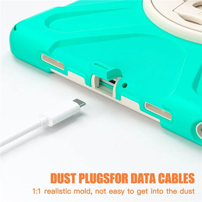 For Samsung Galaxy Tab A9+ Case PC+Silicone Rotary Kickstand Cover with Hand Strap