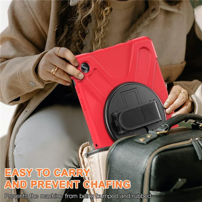 For Samsung Galaxy Tab A9+ Case PC+Silicone Rotary Kickstand Cover with Hand Strap