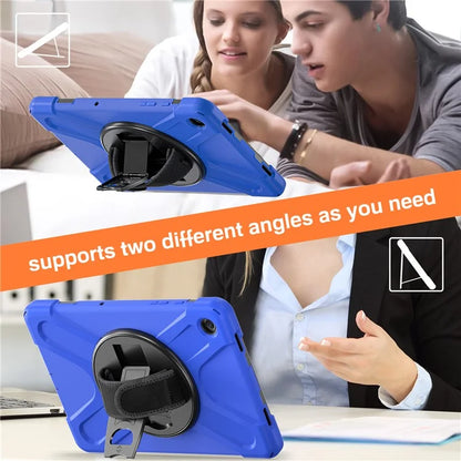 For Samsung Galaxy Tab A9+ Case PC+Silicone Rotary Kickstand Cover with Hand Strap