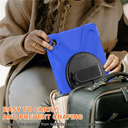 For Samsung Galaxy Tab A9+ Case PC+Silicone Rotary Kickstand Cover with Hand Strap