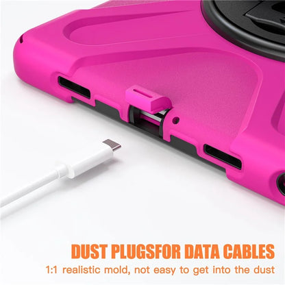 For Samsung Galaxy Tab A9+ Case PC+Silicone Rotary Kickstand Cover with Hand Strap