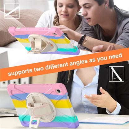 For Samsung Galaxy Tab A9+ Case PC+Silicone Rotary Kickstand Cover with Hand Strap