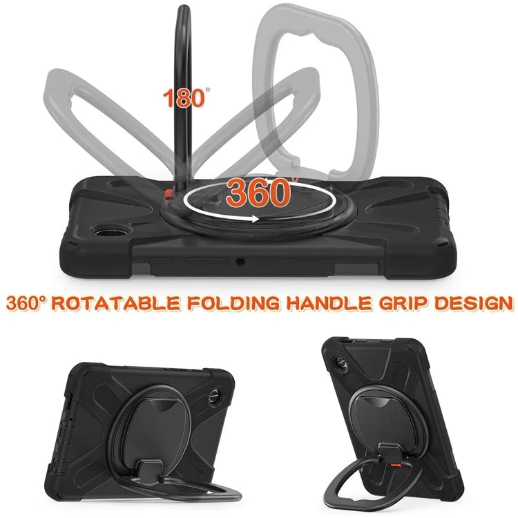 For Samsung Galaxy Tab A9 Case PC+Silicone Hand Grip Rotating Kickstand Tablet Cover
