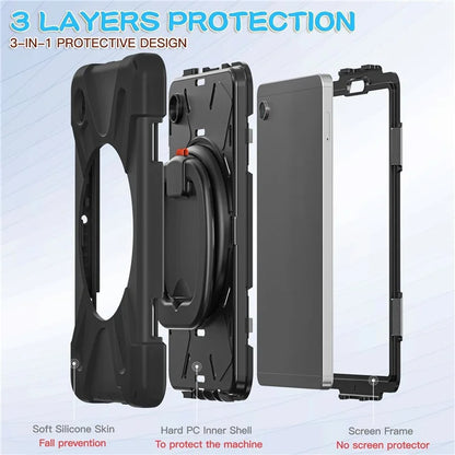 For Samsung Galaxy Tab A9 Case PC+Silicone Hand Grip Rotating Kickstand Tablet Cover