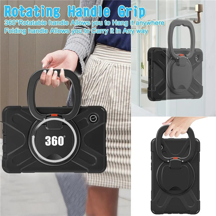 For Samsung Galaxy Tab A9 Case PC+Silicone Hand Grip Rotating Kickstand Tablet Cover