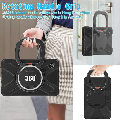 For Samsung Galaxy Tab A9 Case PC+Silicone Hand Grip Rotating Kickstand Tablet Cover