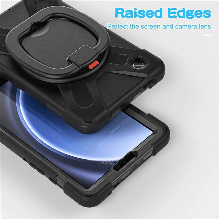 For Samsung Galaxy Tab A9 Case PC+Silicone Hand Grip Rotating Kickstand Tablet Cover