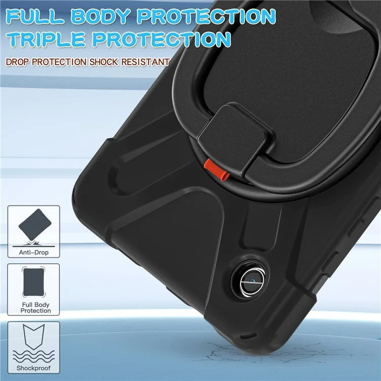 For Samsung Galaxy Tab A9 Case PC+Silicone Hand Grip Rotating Kickstand Tablet Cover