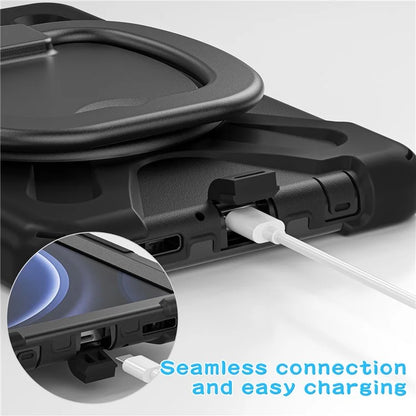For Samsung Galaxy Tab A9 Case PC+Silicone Hand Grip Rotating Kickstand Tablet Cover