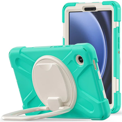 For Samsung Galaxy Tab A9 Case PC+Silicone Hand Grip Rotating Kickstand Tablet Cover