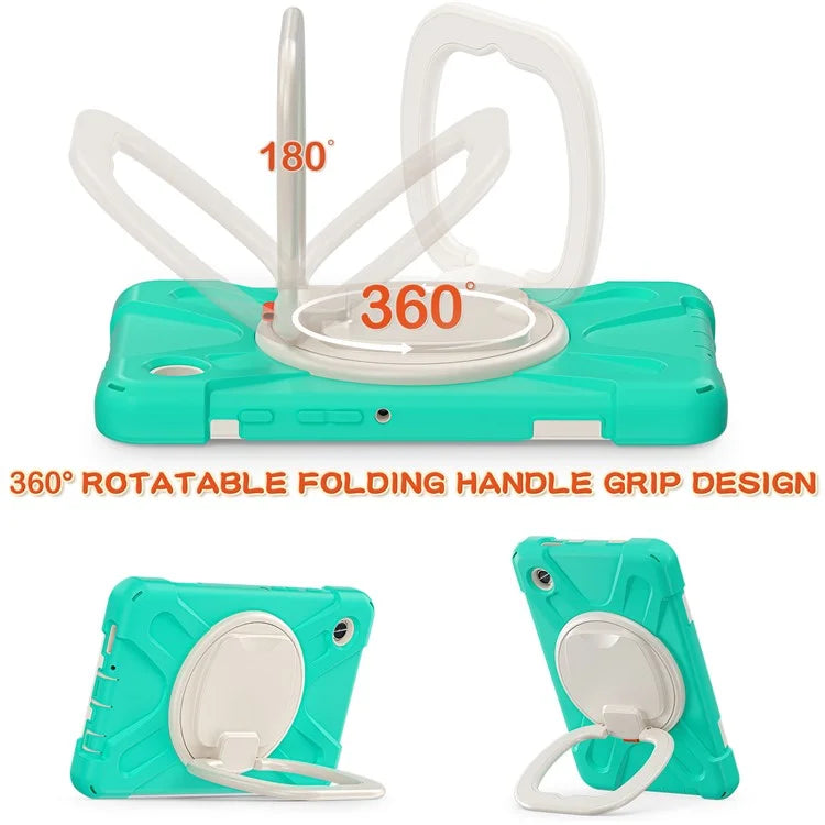 For Samsung Galaxy Tab A9 Case PC+Silicone Hand Grip Rotating Kickstand Tablet Cover