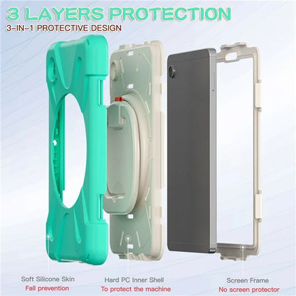For Samsung Galaxy Tab A9 Case PC+Silicone Hand Grip Rotating Kickstand Tablet Cover