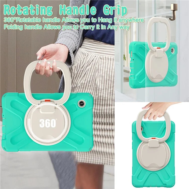 For Samsung Galaxy Tab A9 Case PC+Silicone Hand Grip Rotating Kickstand Tablet Cover