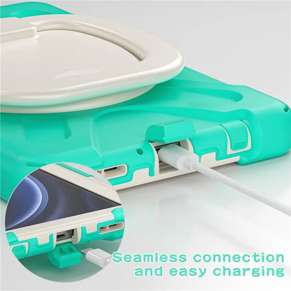 For Samsung Galaxy Tab A9 Case PC+Silicone Hand Grip Rotating Kickstand Tablet Cover