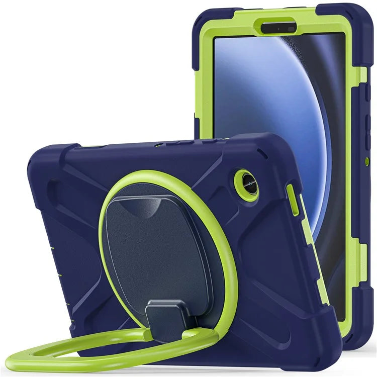 For Samsung Galaxy Tab A9 Case PC+Silicone Hand Grip Rotating Kickstand Tablet Cover