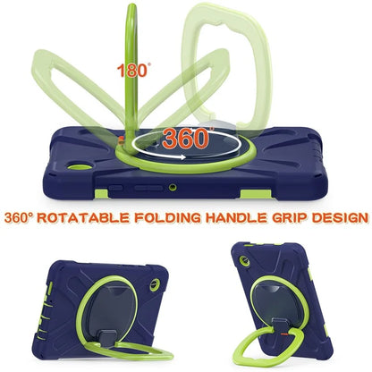 For Samsung Galaxy Tab A9 Case PC+Silicone Hand Grip Rotating Kickstand Tablet Cover