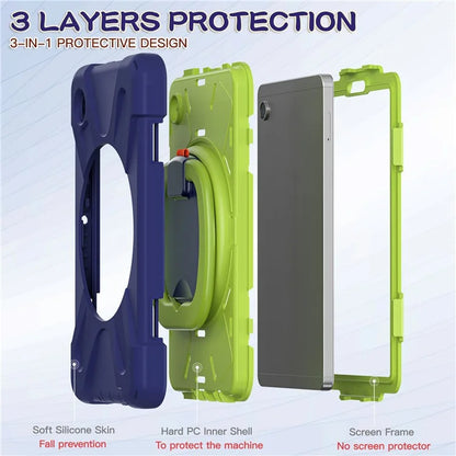 For Samsung Galaxy Tab A9 Case PC+Silicone Hand Grip Rotating Kickstand Tablet Cover