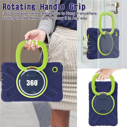 For Samsung Galaxy Tab A9 Case PC+Silicone Hand Grip Rotating Kickstand Tablet Cover