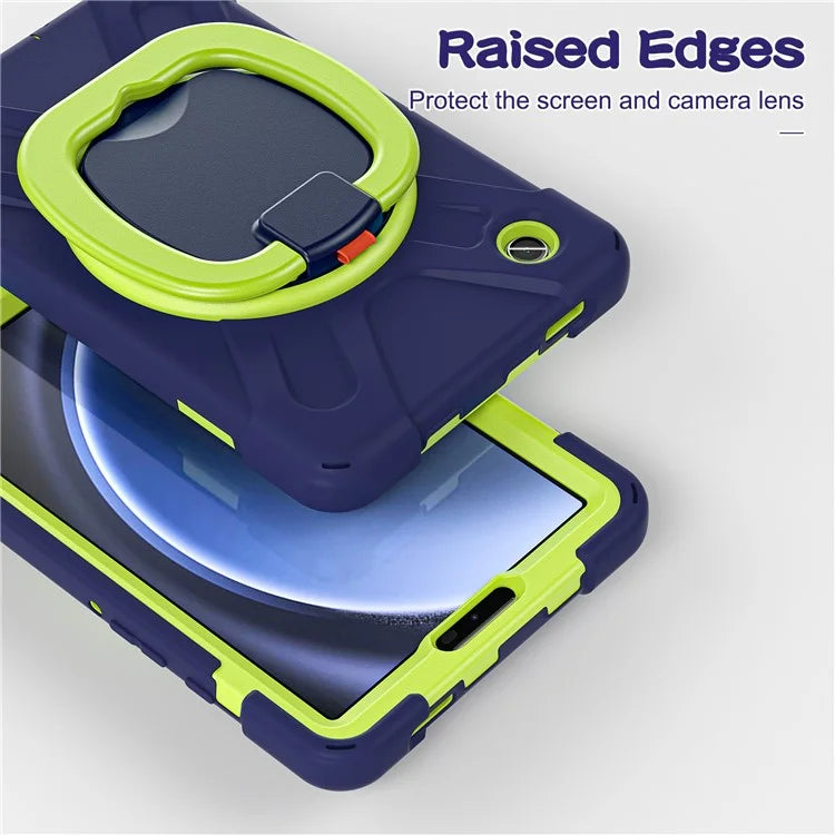 For Samsung Galaxy Tab A9 Case PC+Silicone Hand Grip Rotating Kickstand Tablet Cover