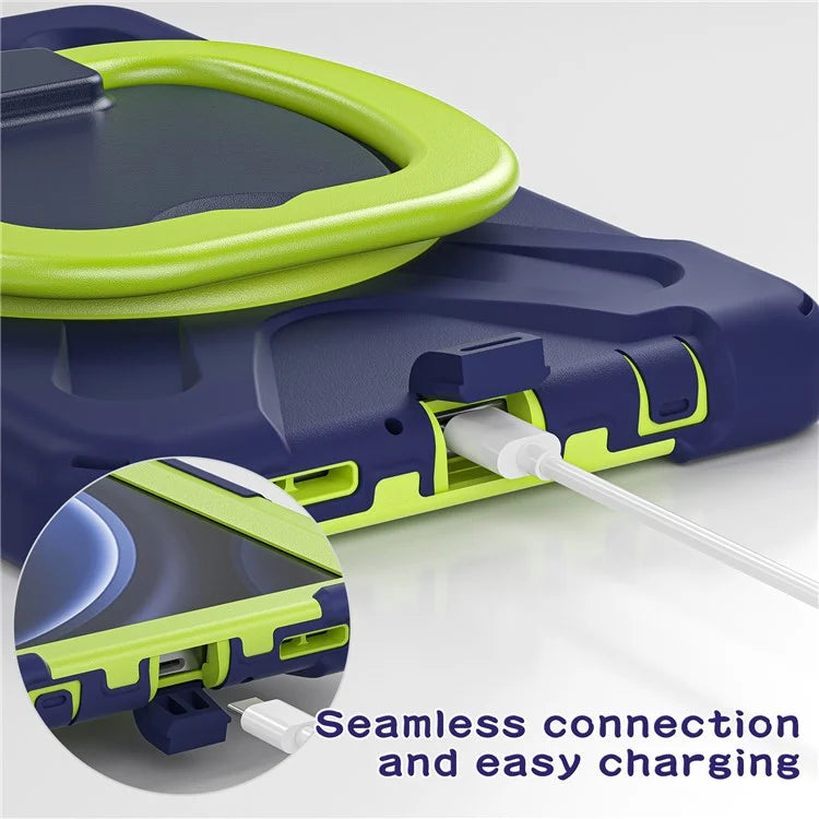 For Samsung Galaxy Tab A9 Case PC+Silicone Hand Grip Rotating Kickstand Tablet Cover