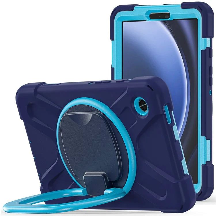 For Samsung Galaxy Tab A9 Case PC+Silicone Hand Grip Rotating Kickstand Tablet Cover