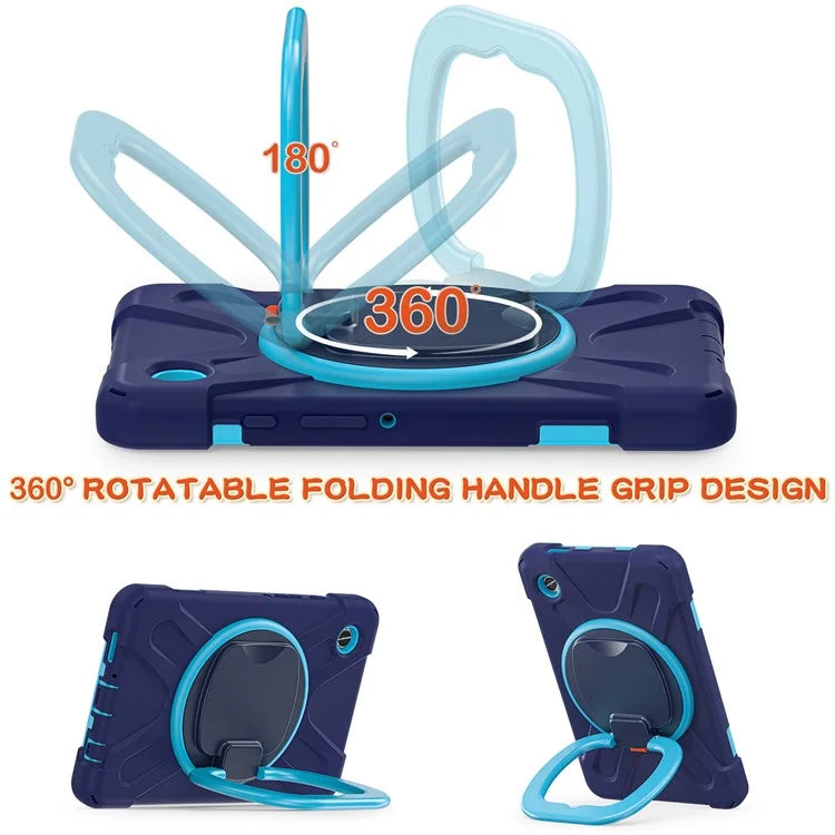For Samsung Galaxy Tab A9 Case PC+Silicone Hand Grip Rotating Kickstand Tablet Cover