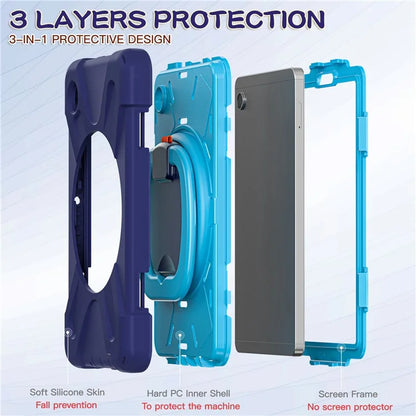 For Samsung Galaxy Tab A9 Case PC+Silicone Hand Grip Rotating Kickstand Tablet Cover