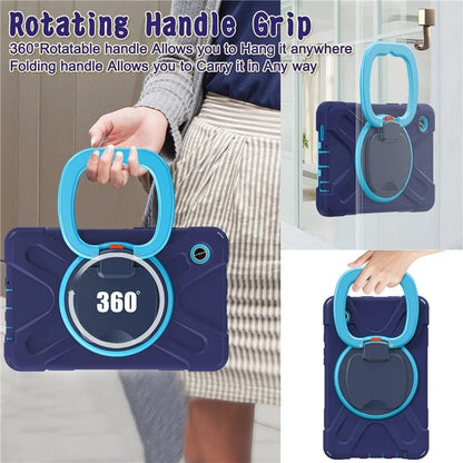 For Samsung Galaxy Tab A9 Case PC+Silicone Hand Grip Rotating Kickstand Tablet Cover