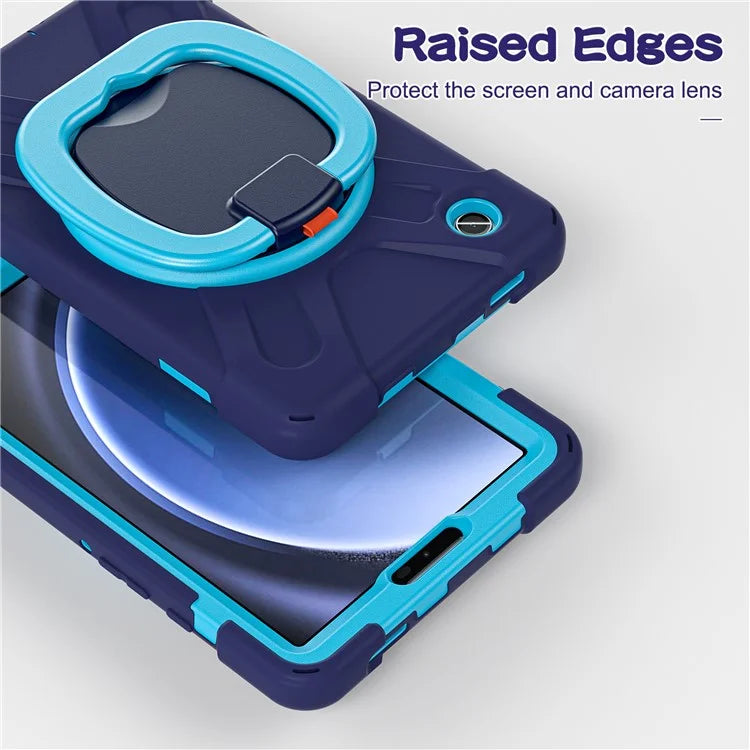 For Samsung Galaxy Tab A9 Case PC+Silicone Hand Grip Rotating Kickstand Tablet Cover