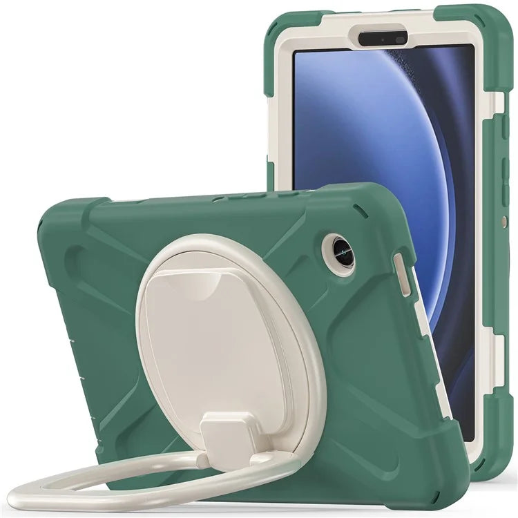 For Samsung Galaxy Tab A9 Case PC+Silicone Hand Grip Rotating Kickstand Tablet Cover