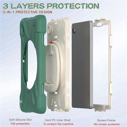 For Samsung Galaxy Tab A9 Case PC+Silicone Hand Grip Rotating Kickstand Tablet Cover