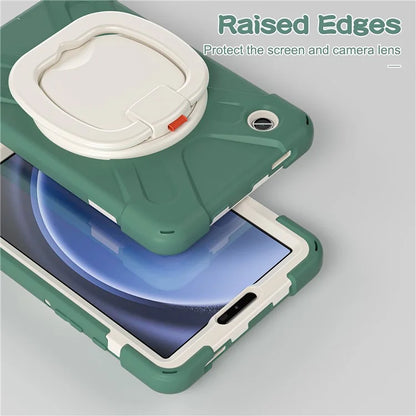 For Samsung Galaxy Tab A9 Case PC+Silicone Hand Grip Rotating Kickstand Tablet Cover