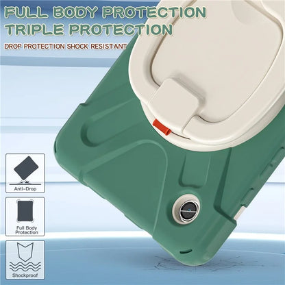 For Samsung Galaxy Tab A9 Case PC+Silicone Hand Grip Rotating Kickstand Tablet Cover