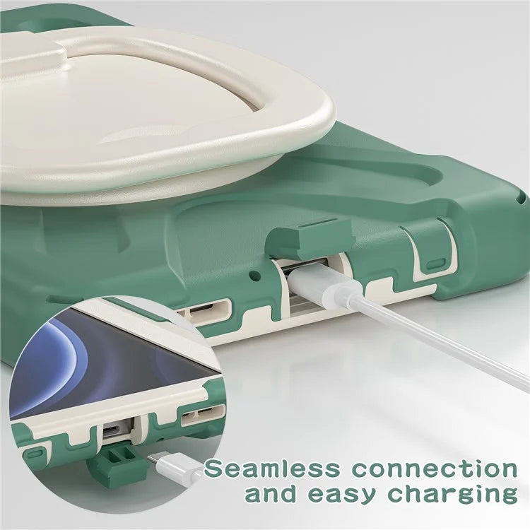 For Samsung Galaxy Tab A9 Case PC+Silicone Hand Grip Rotating Kickstand Tablet Cover