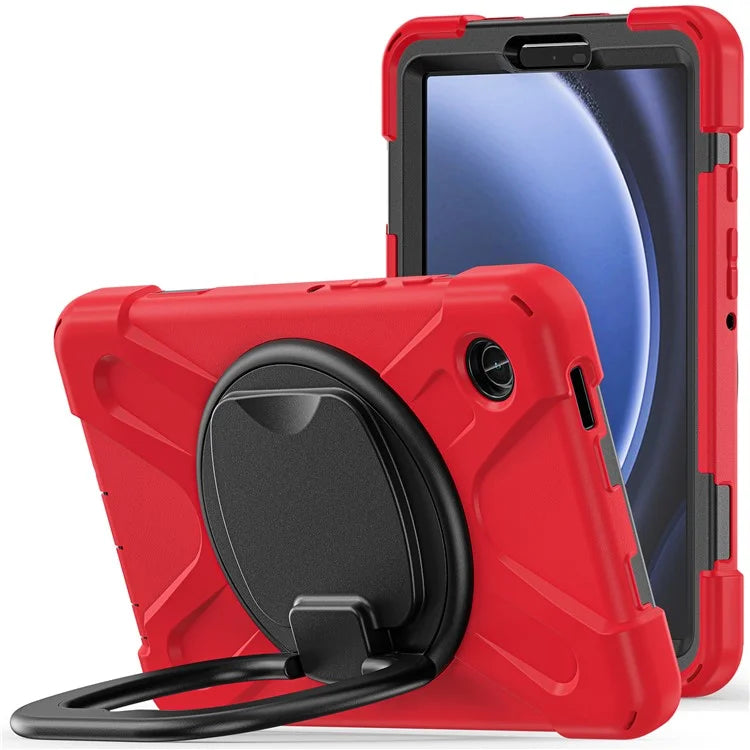 For Samsung Galaxy Tab A9 Case PC+Silicone Hand Grip Rotating Kickstand Tablet Cover